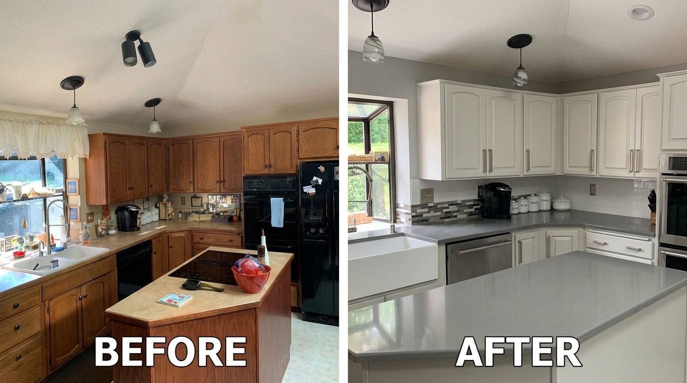 Farmhouse-style gray refacing