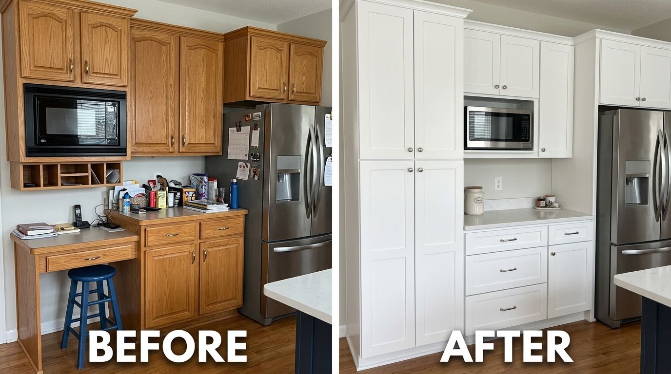 Oak cabinets refaced to white