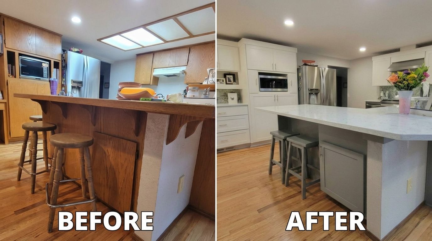 Dated kitchen refaced to modern white